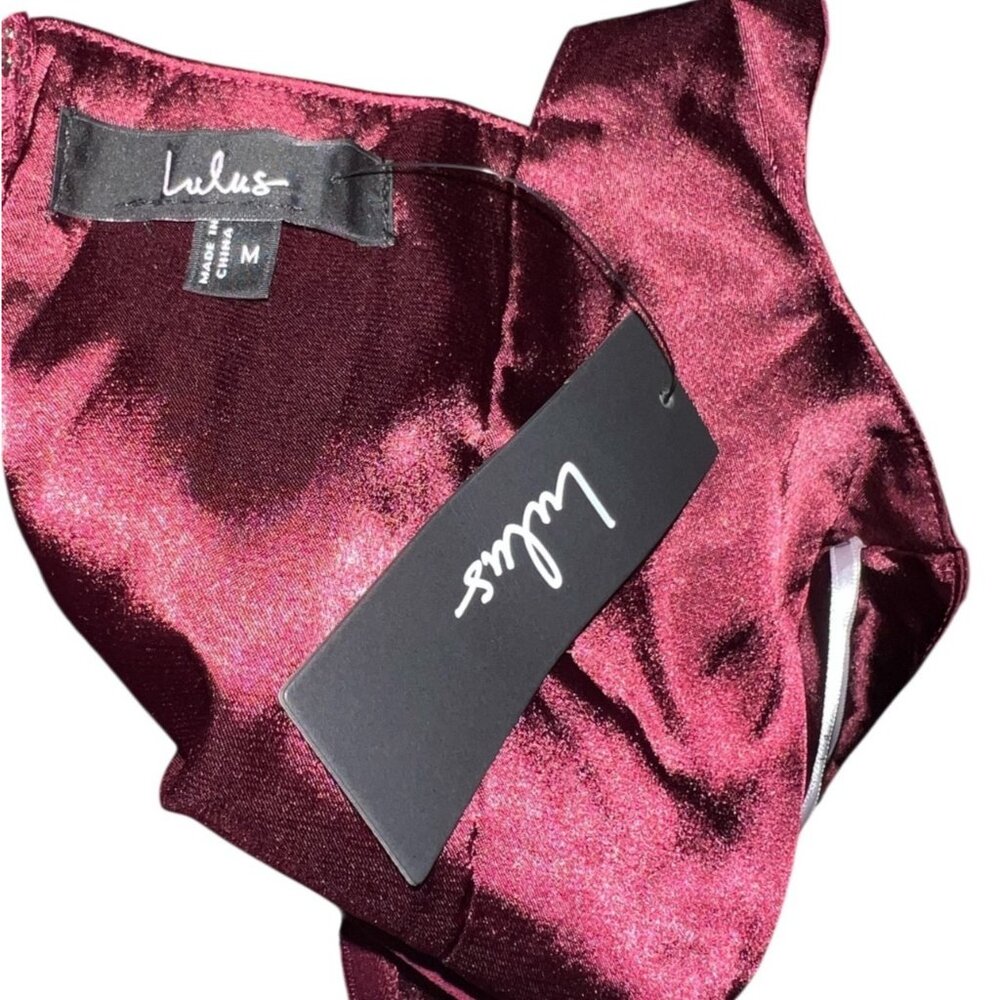 Lulus Summer Invite Wine Red Tie-Strap Tiered Maxi Dress Sz Medium Burgundy Red - Picture 7 of 12